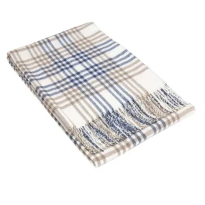 Koc w Kratę Augusta z Wełną Merino Kremowo Niebiesko Beżowy