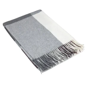 Koc w Kratę Augusta z Wełną Merino Kremowo Szaro Śliwkowy